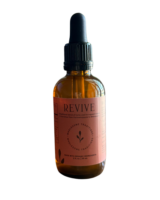 Bottle of 'REVIVE' with a dropper on a white background